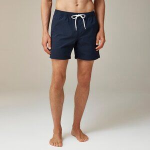 J. Crew Swimwear Navy Print White Drawstring Elastic Band 6" inseam Sz M